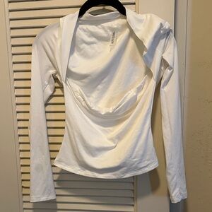 TRESSER White Long-Sleeve Draped Front Tee